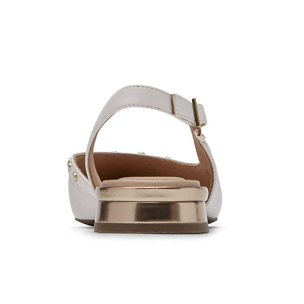 Slingback Rockport Mujer Mexico - Total Motion Zuly Studded Blancos - IZAOV8493